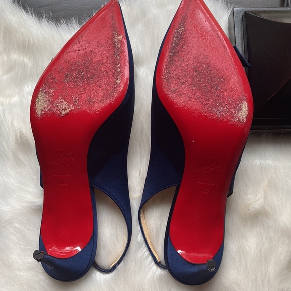 Yasling slingback pump satin blue 70mm christian louboutin - Picture 3 of 6